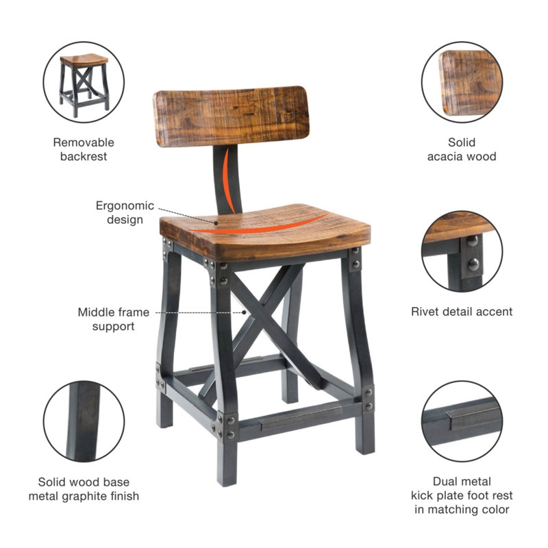 Tabouret de comptoir avec dossier