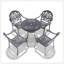 Ensemble de 5 meubles de patio en aluminium coulé avec cadre noir et coussins de siège