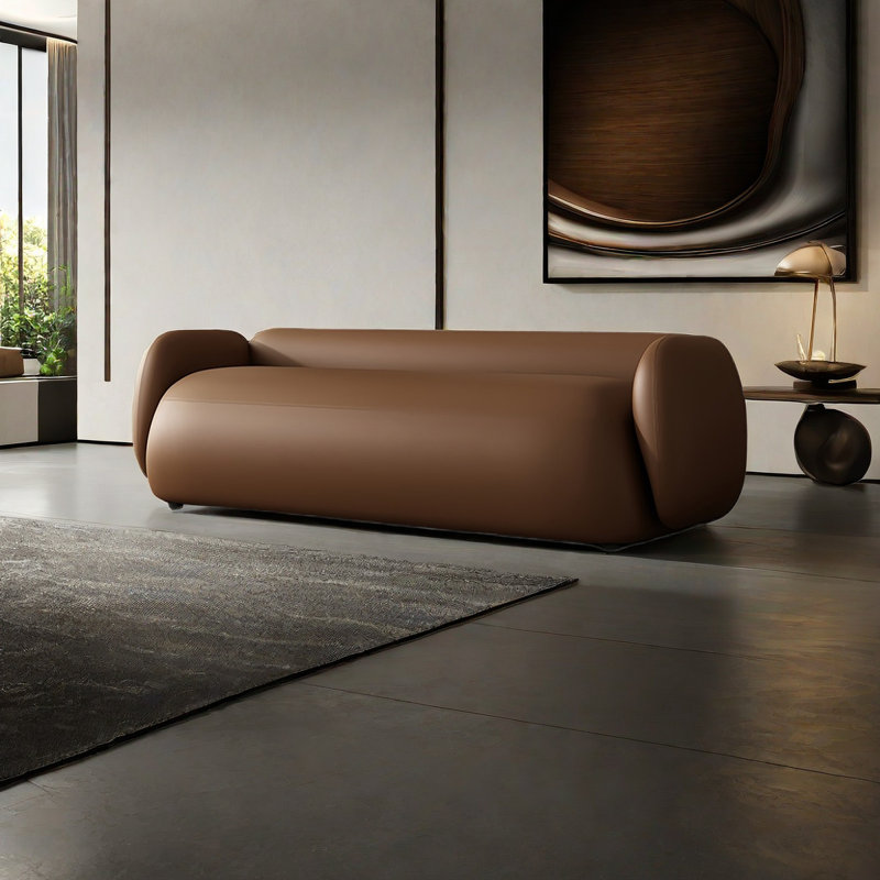Banc rembourré en cuir Modern Minimalist, H 18,89 po x l 59,05 po x P 19,68 po, Brun