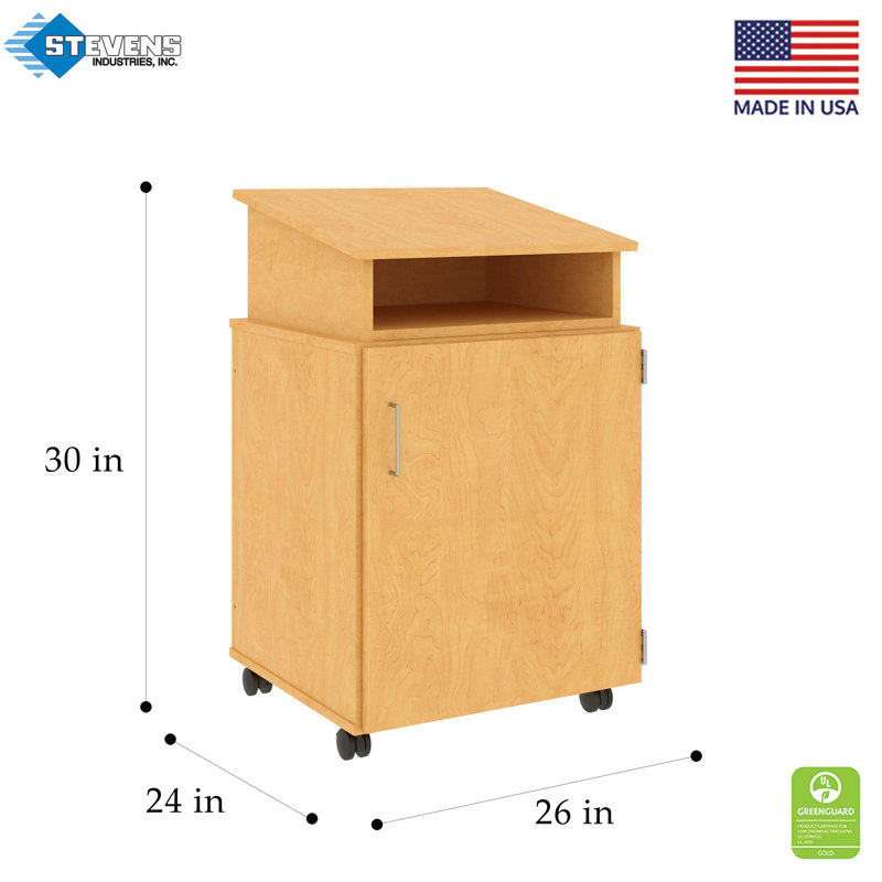 Caisson mobile avec rangement pour armoire et plateau incliné, Érable