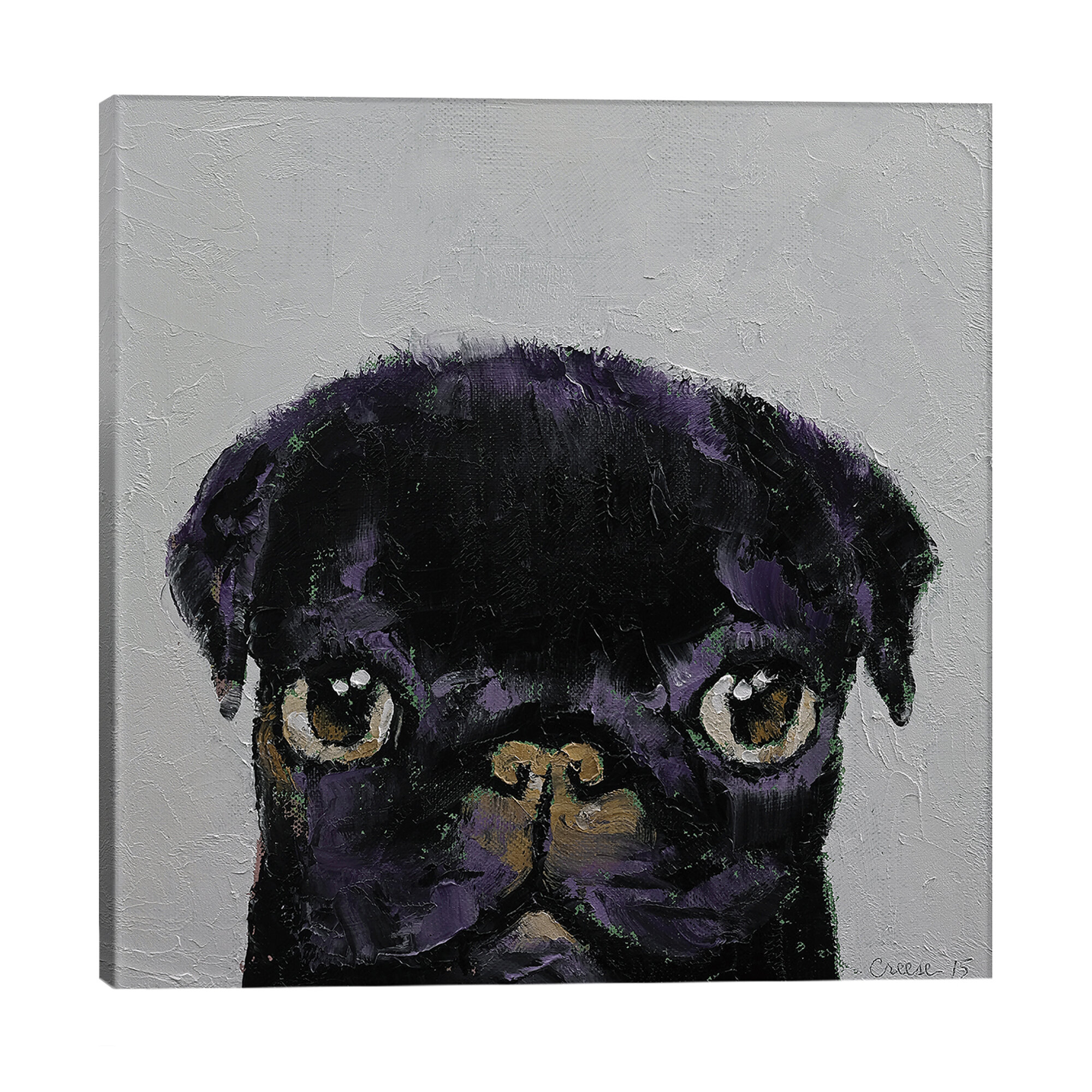 Black store pug painting