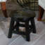 Escabeau sculpté en bois, floral, espresso-912003153