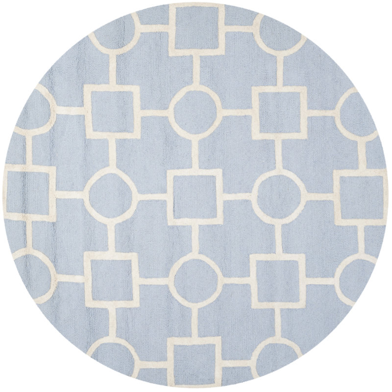 Deedgra Hand Tufted Wool Geometric Rug, Round 6'