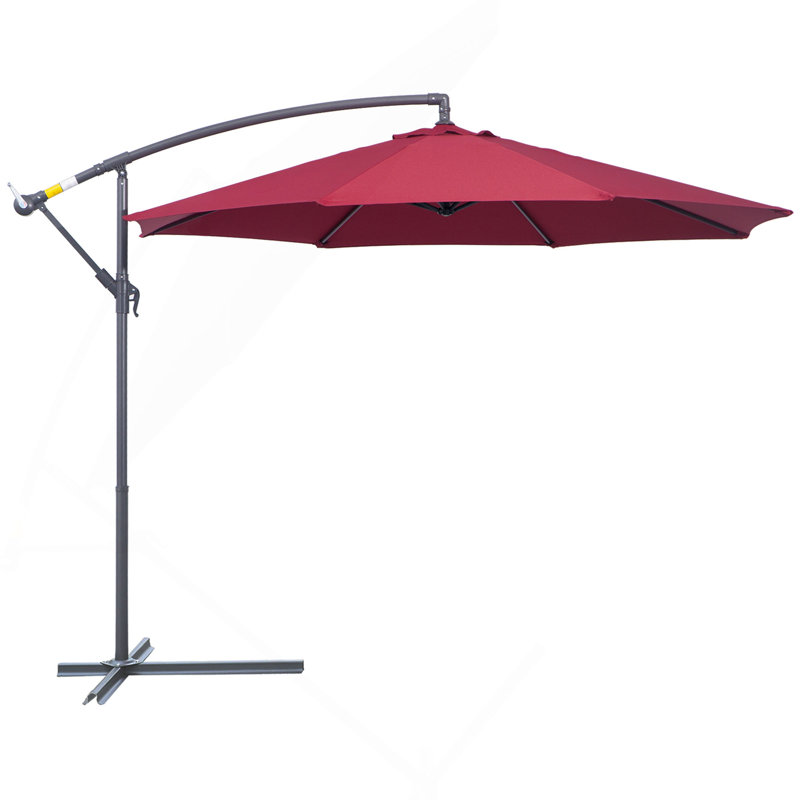 Parasol de patio décalé avec base de parasol en porte-à-faux