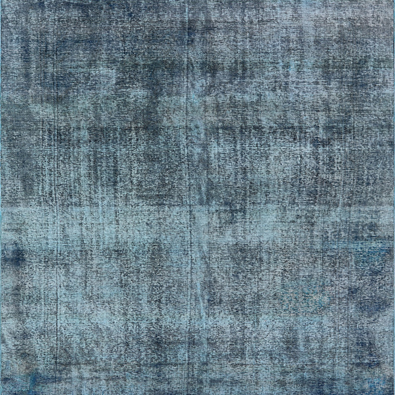 Tapis abstrait gris / bleu sarcelle Coover, Carré 5 pi