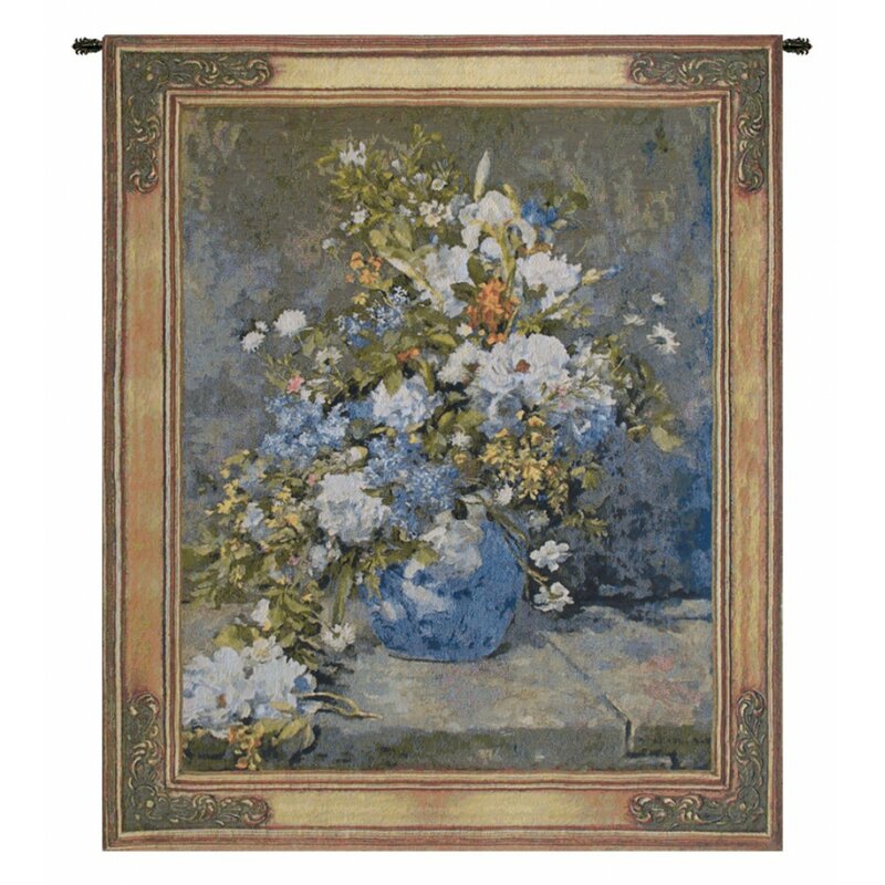 Ornate blue Floral wall Tapestry - Floral wall hanging