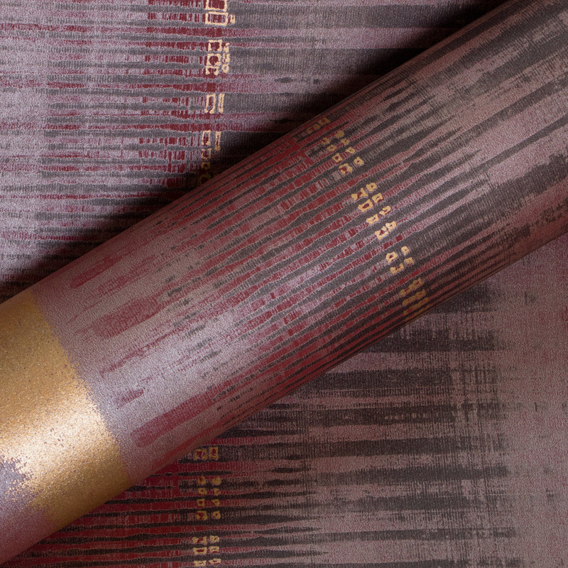 Hermes Smooth Metallic Stripe 10M X 53Cm Wallpaper Roll, Ruby Red