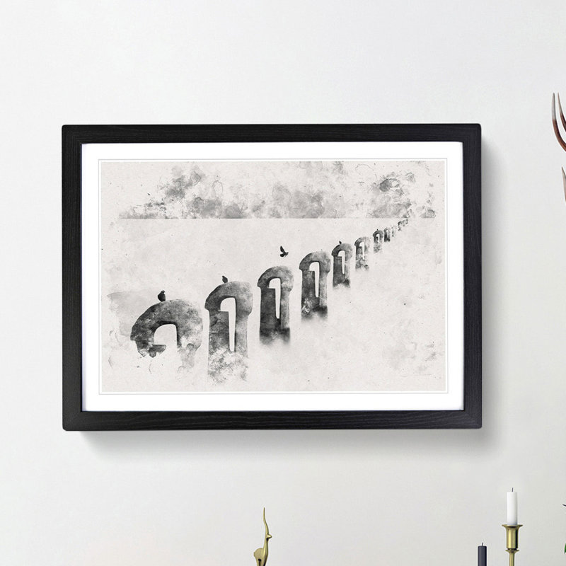 Perched Pigeons - Framed Print, 24cm H x 33cm W x 2cm D, Black Framed