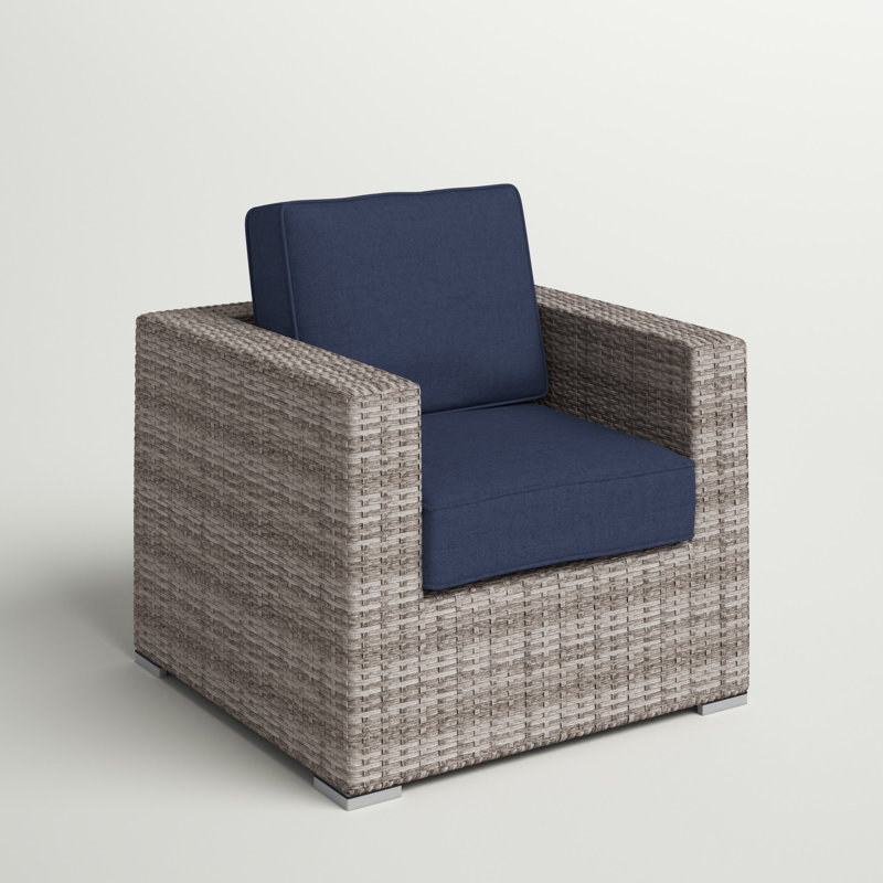 Chaise de patio avec coussins Jaxstin, Sunbrella bleu marine