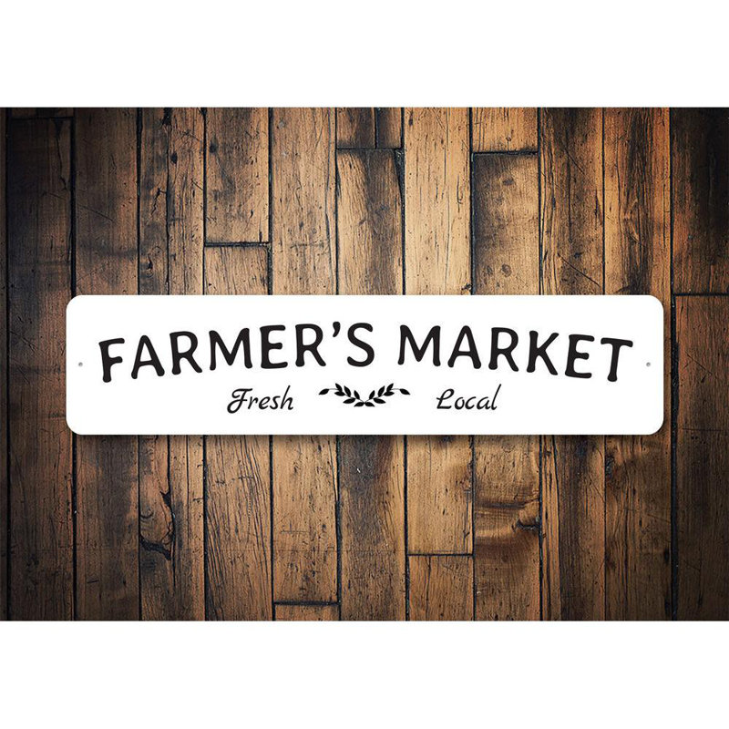 Farmer's Market Aluminum Sign, 6" H x 24" W x 0.06" D