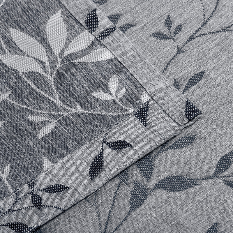Bucyrus Decorative Vintage Leaves Jacquard Curtain Set with 2 Panels, Charcoal/Grey, 52" W x 63" L