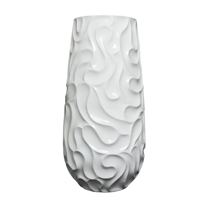 Grand vase décoratif texturé Ciannah, H 37 po x l 19 po x P 19 po, Blanc