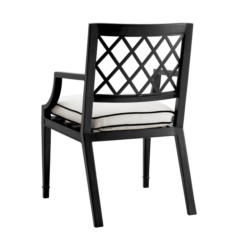 Paladium Outdoor Dining Armchair, Black Frame/White Cushion