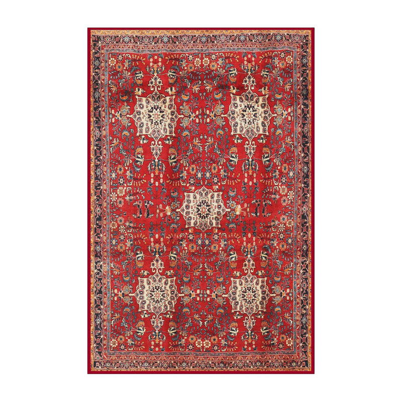 Tapis traditionnel rouge / brun / beige, Rectangle 2 pi x 4 pi