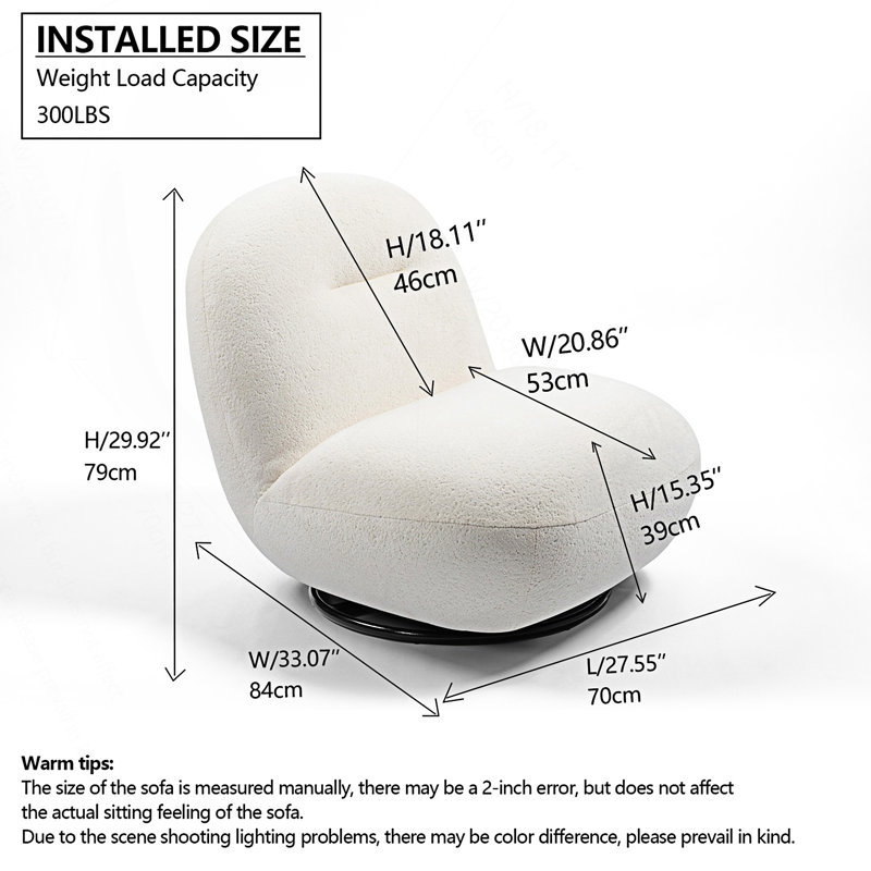 Fauteuil d'appoint pivotant moderne et luxueux 2 pièces