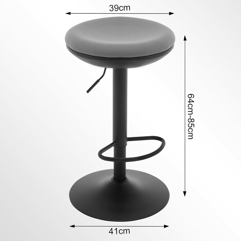 Parshall Swivel Upholstered Adjustable Height Counter Stool with Metal Frame, Grey/Brown/Blue, 4