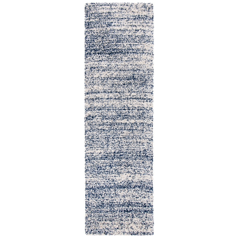 Tapis ivoire / bleu marine Audriauna, Tapis de couloir 2 pi 3 po x 8 pi