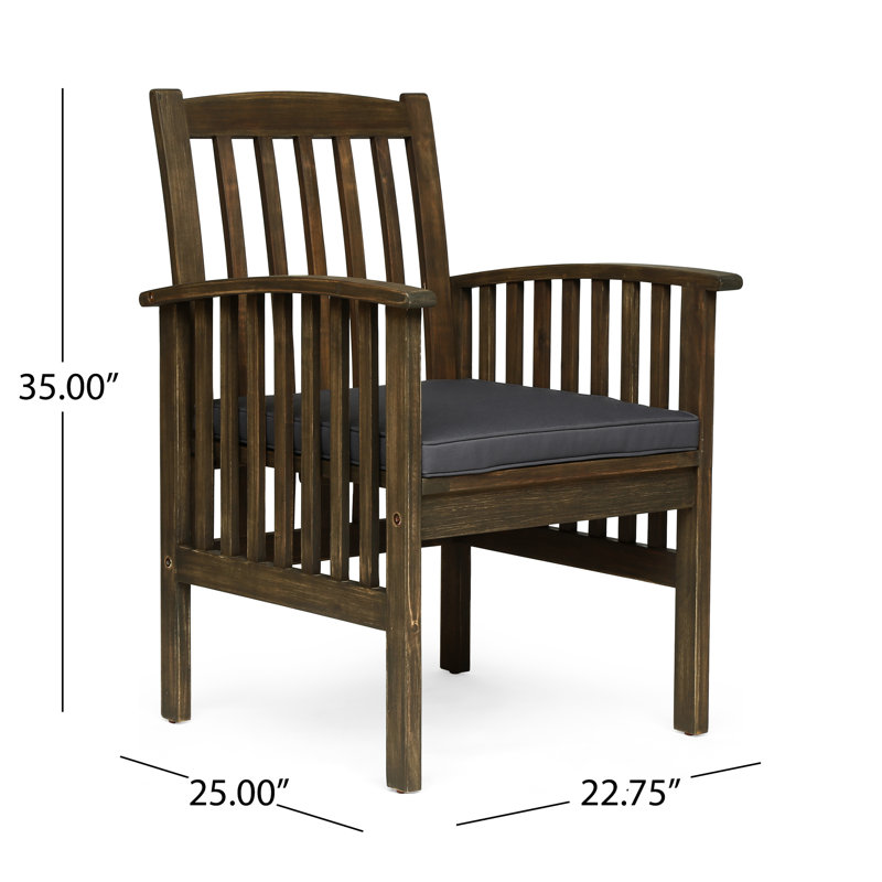 2 chaises en bois avec coussins, 2 pièces, idéales pour le patio et la cour arrière de 2 coussins - espaces extérieurs modernes, gris foncé