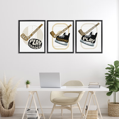 Fun Hockey Sports Phrases 3pc Floating Frame Set, design by Connie Summers