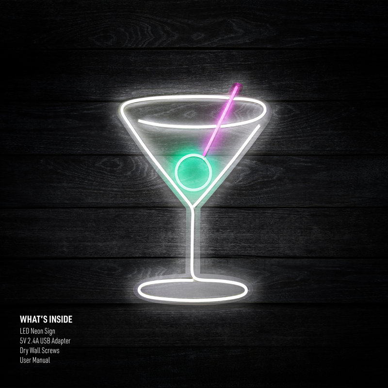 Enseigne lumineuse 15,35 po Martini Glass