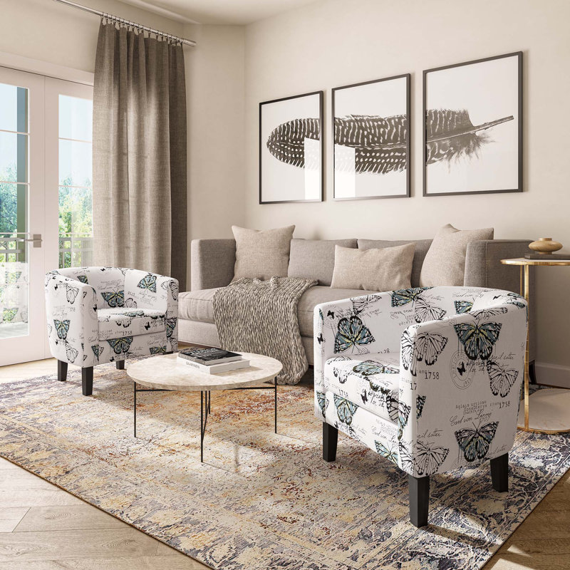 Fauteuil demi-tonneau de 26,77 po Munson, Lin vert