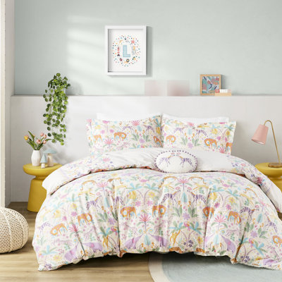 Housse de couette en coton aux motifs de jungle éclatants pour des détails colorés