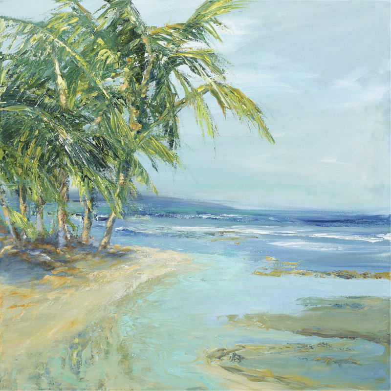 Blue Coastal Lagoon by Suzanne Wilkins - Wrapped Canvas Painting, 30cm H x 30cm W
