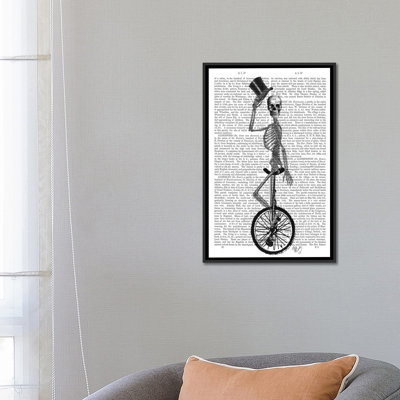 « squelette on unicycle », impression sur toile