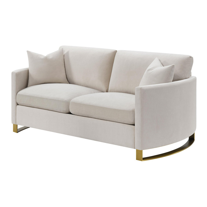 Causeuse rembourrée avec accoudoirs arqués beige