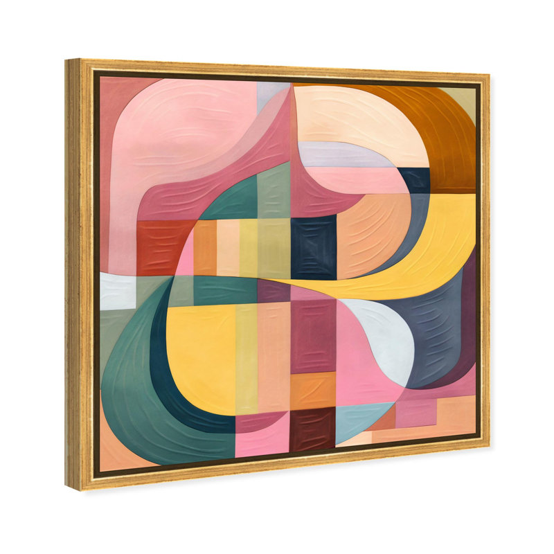 Oliver Gal Vibrant Palm Springs III Abstract - High-Gloss Gel Framed Canvas Art, 25" H x 25" W, Gold