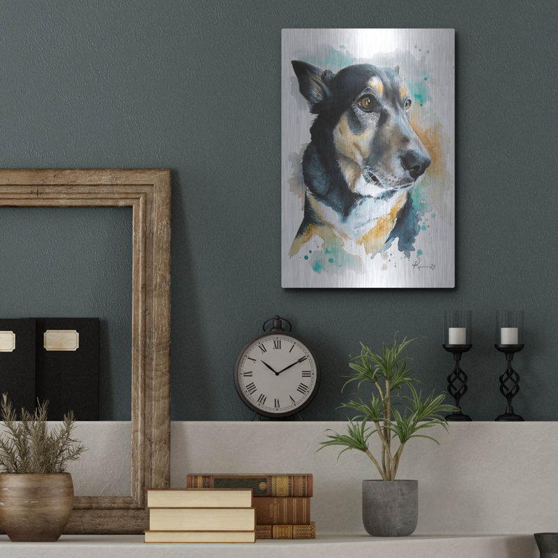 Art mural en métal Red Barrel Studio «Dogs Shepherd» par Lindsay Kivi, H 16 po x l 12 po