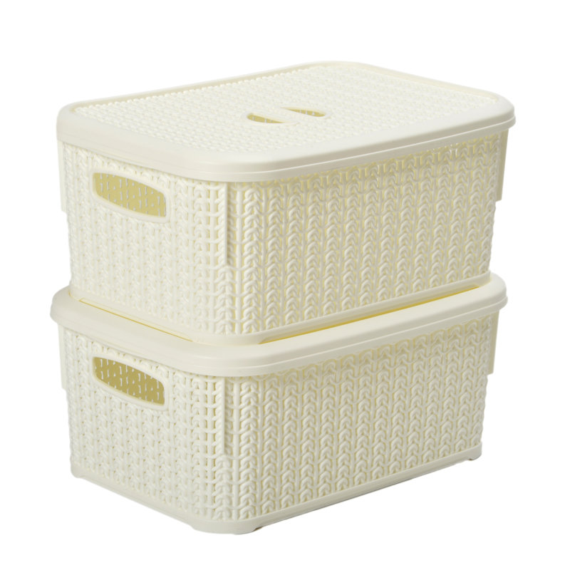JVL Plastic Decorative Basket, White