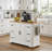 56'' Farmhouse Rolling Kitchen Island with Drop Leaf and Built-in Power Outlet,-129874394