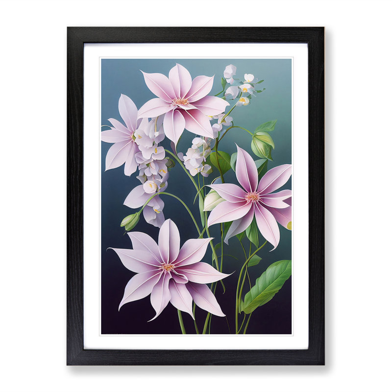 XV1022-3411X Pastel Flowers - Print, Black Framed, 36cm H x 27cm W