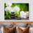 Zen Stones " Zen Basalt Stones and White Orchid on the Wood " Color Photography Print-1145711441