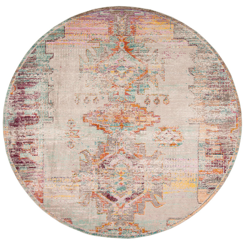 Aliesha-May Crystal Performance Southwestern Rug, Round 5'
