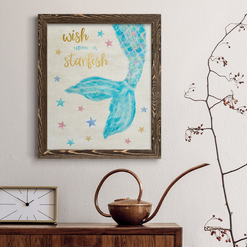 «Mermaid Wish», reproduction sur toile encadrée, H 31,5 po x l 23,5 po x P 1,5 po, Noyer