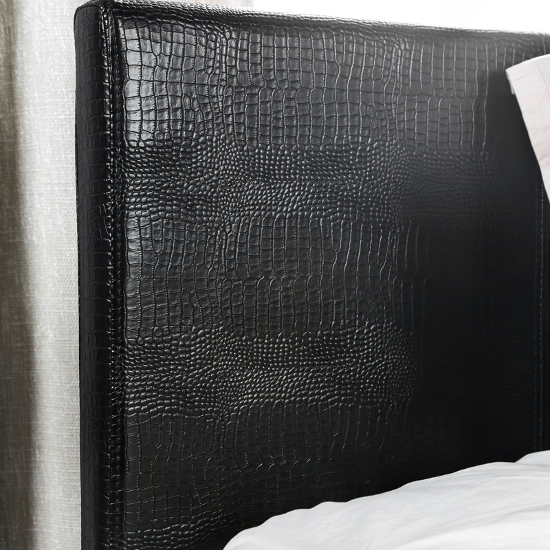 Morgana Vegan Leather Platform Bed, Black, King