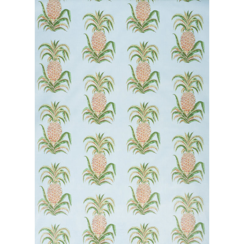 Pineapples Chintz Fabric, Sky