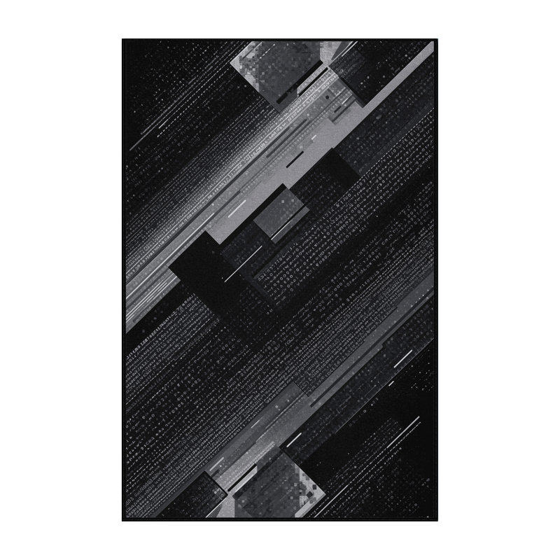 Machine Washable Ottoline Sleek & Chic Modern Geometric Rug in Gray – Black Binding, 8 x 12