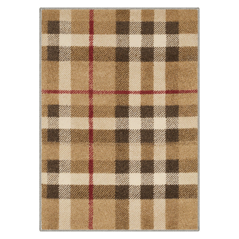Modern Machine Washable Check Hazel Indoor Area Rug With Non-Slip Backing, Rectangle 6' x 9'