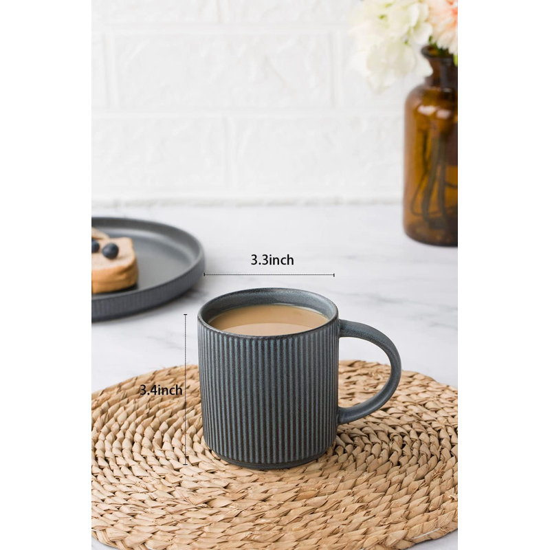 Grande tasse à café en grès Azal, Gris anthracite mat mat, 12 oz