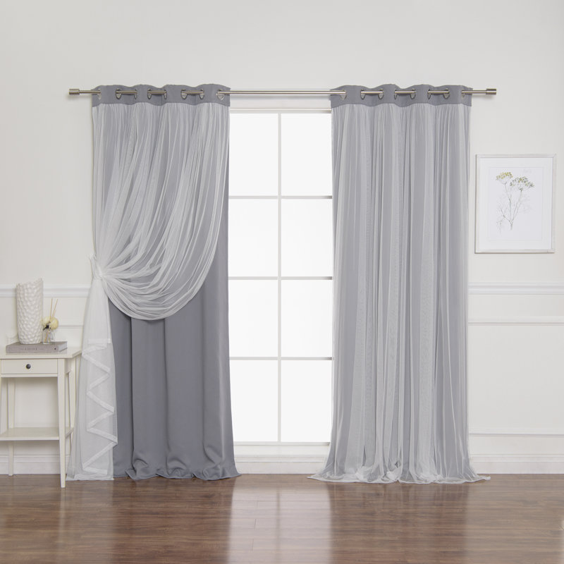 Rideau occultant en polyester Fortuna, Gris