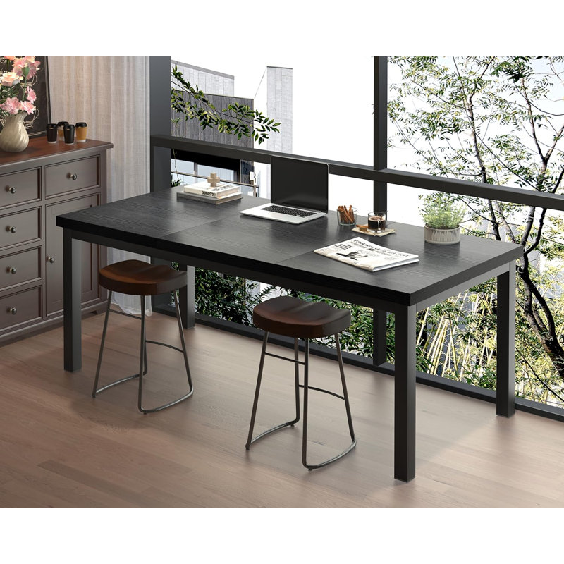 Grand bureau d'ordinateur, bureau d'ordinateur de jeu avec un design moderne, bureau d'ordinateur de bureau., Noir