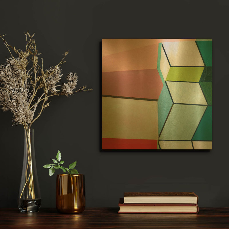 «Angles No. 2» par Naomi Taitz Duffy, art mural en métal doré, 12 po x 12 po, 12"x12"