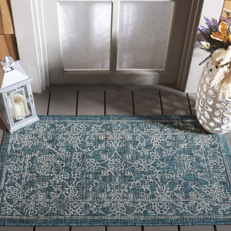 Tapis d'intérieur / extérieur à motif floral Cherene, Rectangle 2 pi x 3 pi 7 po