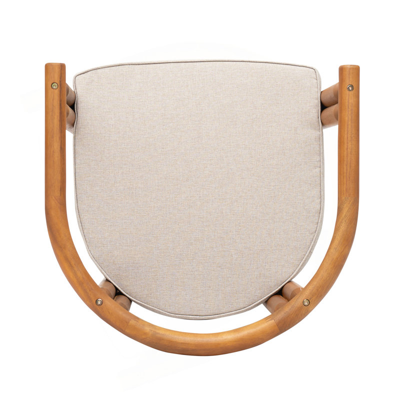 Chaise de salle à manger avec accoudoirs en bois d'acacia Cove, finition teck avec coussin beige, ensemble de 2