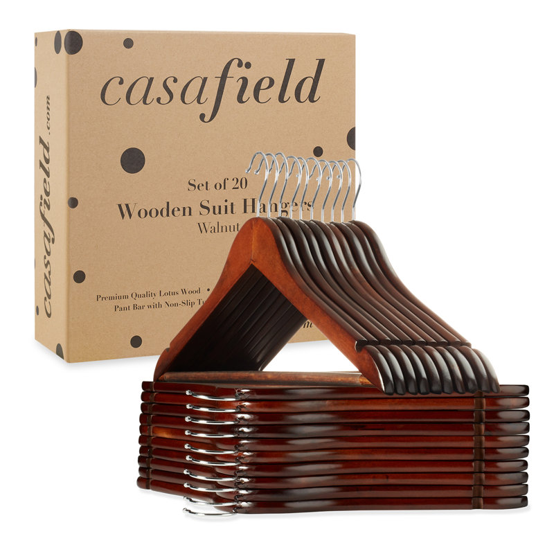 Solid Wood Non-Slip Standard Hanger for Suit/Coat, Walnut