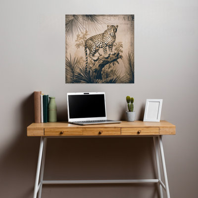 Vintage Jungle Leopard Classic Retro Vintage Cat Animal Nature Wall Art Print 1 Piece Wrapped Canvas Wall Art