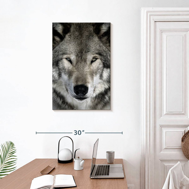Tête de loup gris Brampt, H 30 po x l 20 po